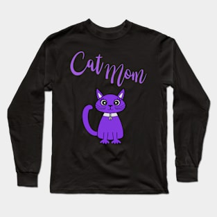 Purple Cat Mom Long Sleeve T-Shirt